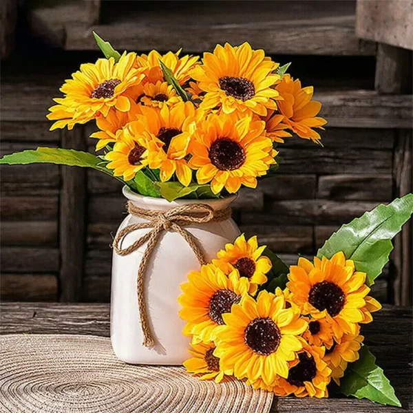 1 Bunch 7 Heads Artificial Sunflowers 29cm