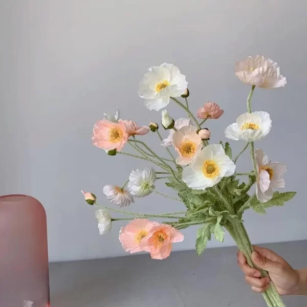 Artificial Silk Chamomiles/Poppy Flowers with Long Stems