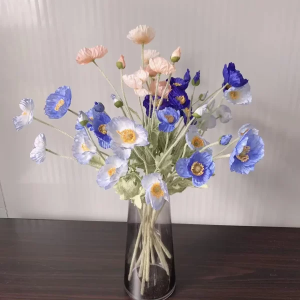 Artificial Silk Chamomiles/Poppy Flowers with Long Stems