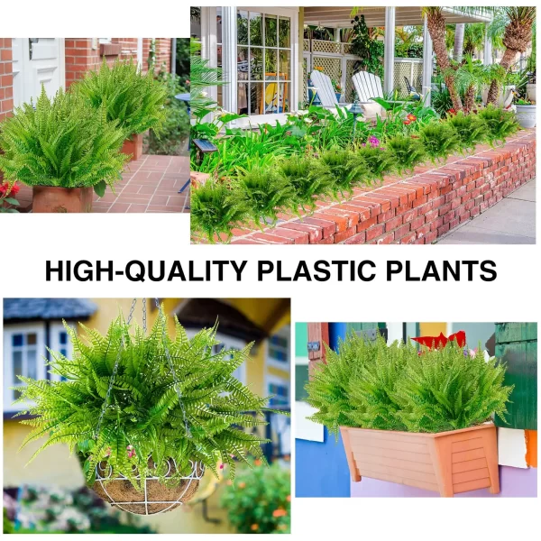 4 Bundles UV Resistant Artificial Boston Ferns Bushes