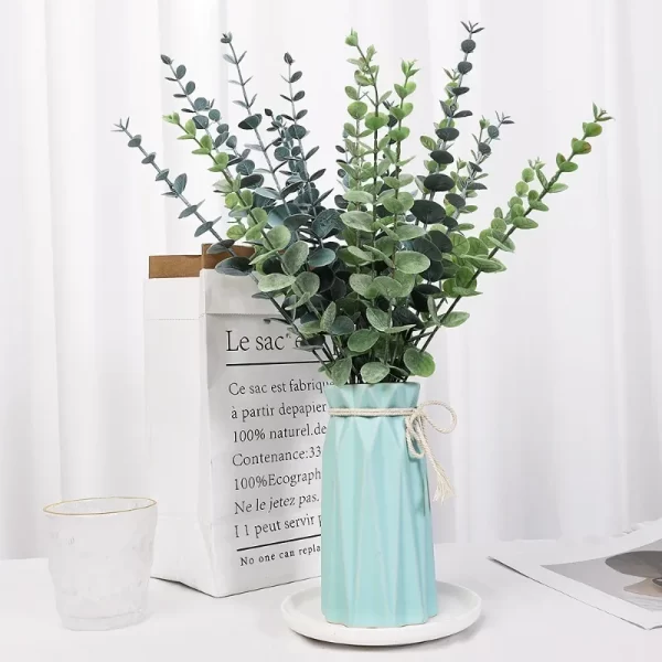 12/10pcs Artificial Eucalyptus Leaves with Green Stems