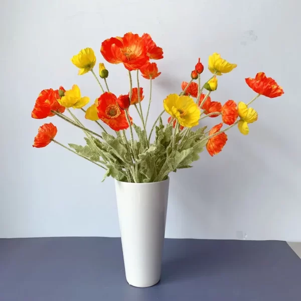 4-Head Artificial Poppy Flower Bouquet for Home/Office Decor