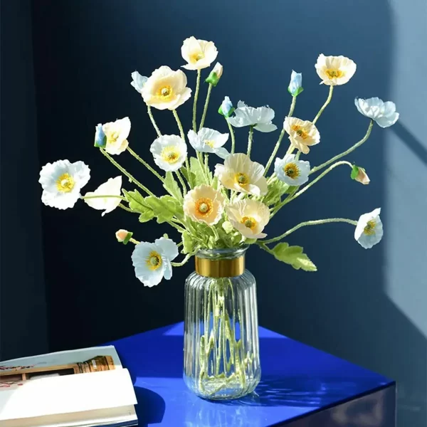 4-Head Artificial Poppy Flower Bouquet for Home/Office Decor