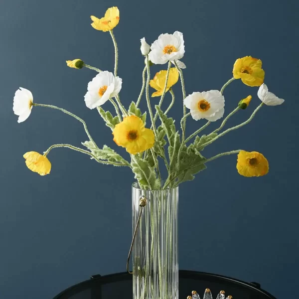 4-Head Artificial Poppy Flower Bouquet for Home/Office Decor