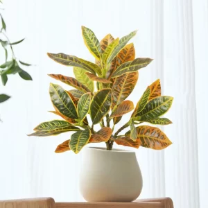 32.5cm Artificial Ficus Tree with Plastic Codiaeum Leaves