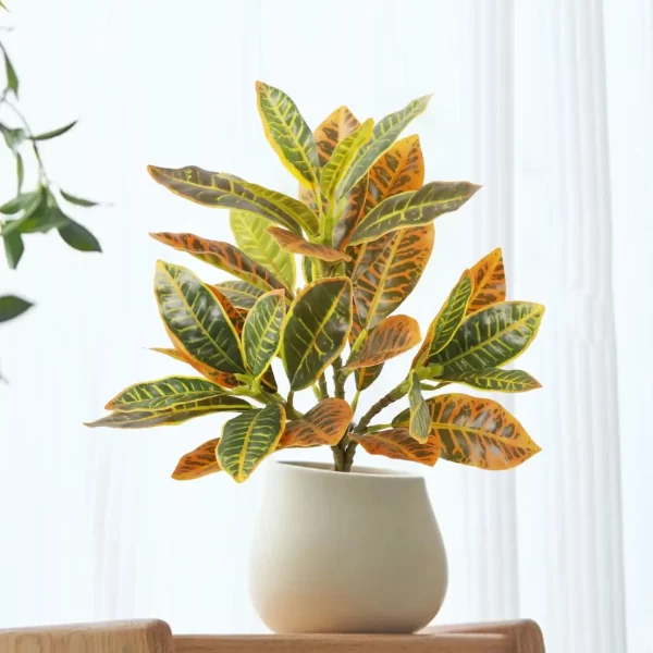 32.5cm Artificial Plants Ficus Tree with Plastic Codiaeum Leaves