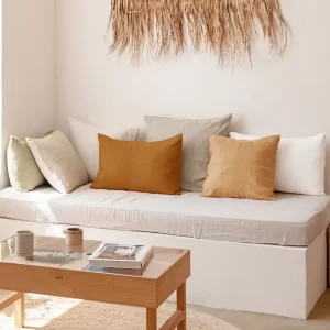 2Pcs Solid Colour 100% Pure Linen Throw Pillowcase