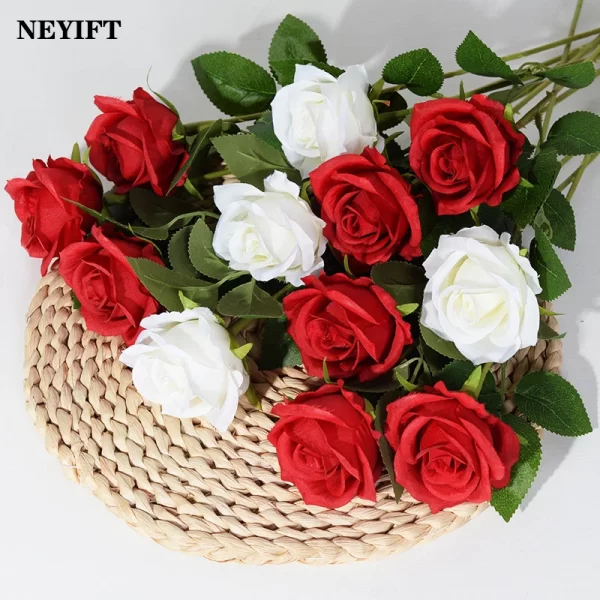 3/5/10/20pcs Realistic Artificial Roses for Home/Office/Wedding