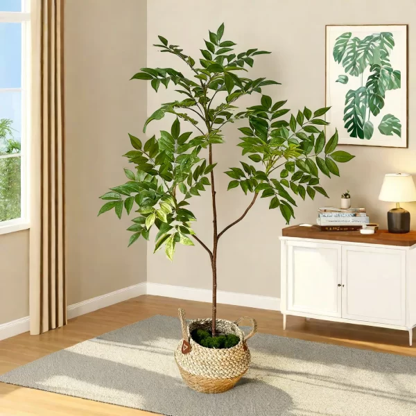 75/110cm Tall Green Artificial Lacquer Tree with Plastic Leaves