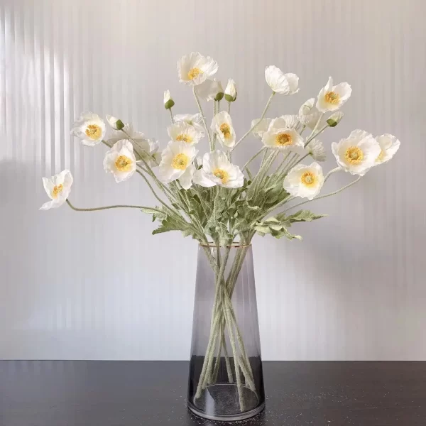 4-Head Artificial Poppy Flower Bouquet for Home/Office Decor