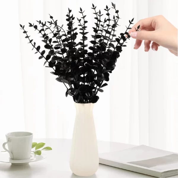 10 Pcs Black Artificial Eucalyptus Stems