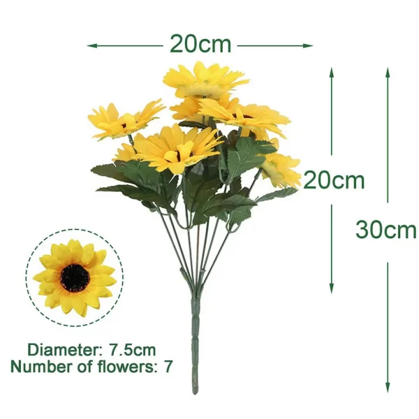 1 Bunch 7 Heads Artificial Sunflowers 29cm