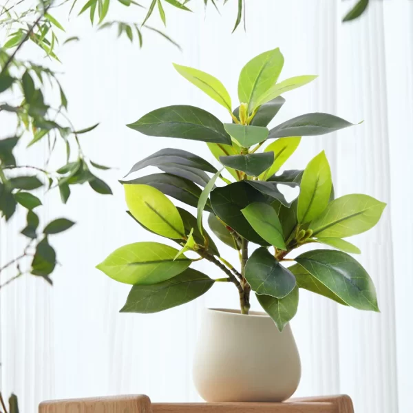 32.5cm Artificial Plants Ficus Tree with Plastic Codiaeum Leaves