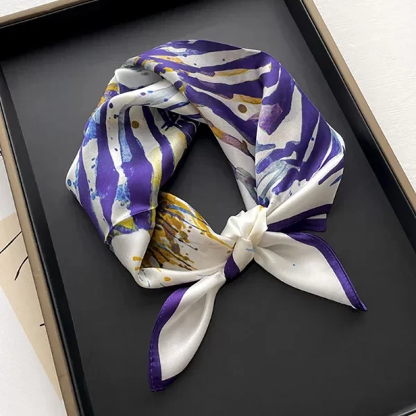 100% Real Silk Satin Printed Foulard Scarf