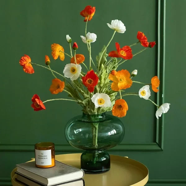 4-Head Artificial Poppy Flower Bouquet for Home/Office Decor