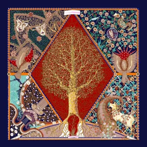 100% Pure Mulberry Square Print Silk Scarf 53cm