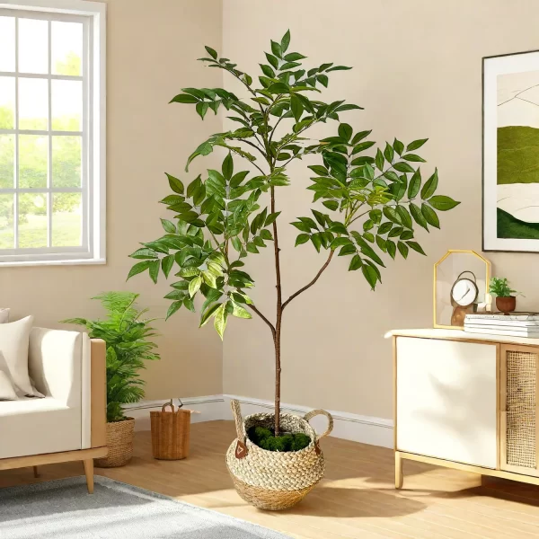 75/110cm Tall Green Artificial Lacquer Tree with Plastic Leaves