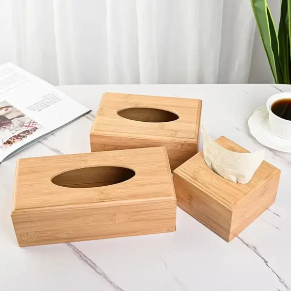 Creative Rectangle/Square Shaped Bamboo Tissue Box