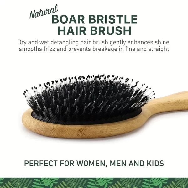 Natural Boar Bristle Hair Brush with Bamboo Handle