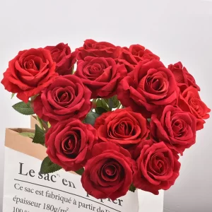 3/5/10/20pcs Realistic Artificial Silk Roses for Home/Office/Wedding