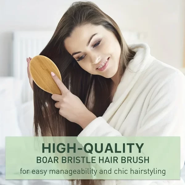 Natural Boar Bristle Hair Brush with Bamboo Handle