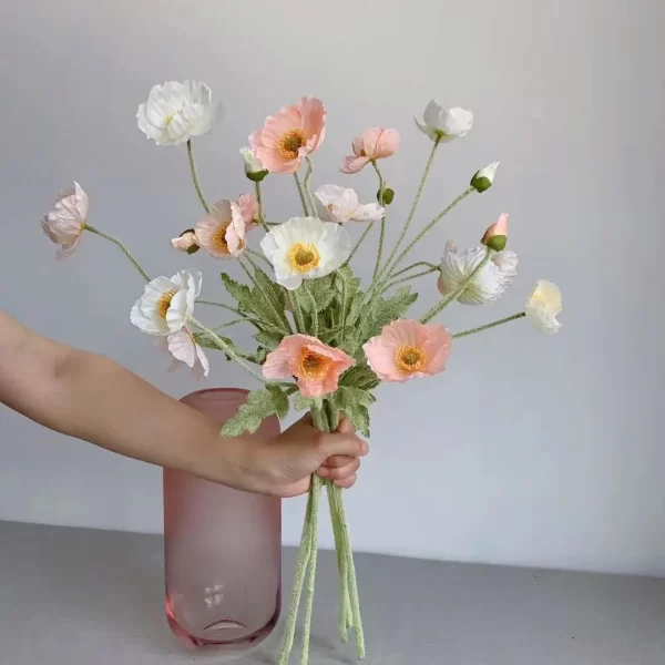 Artificial Silk Chamomiles/Poppy Flowers with Long Stems