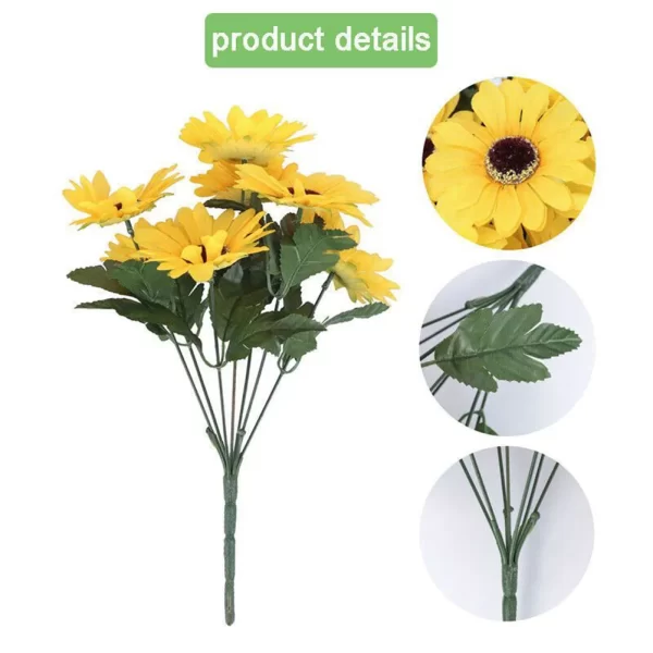 1 Bunch 7 Heads Artificial Sunflowers 29cm