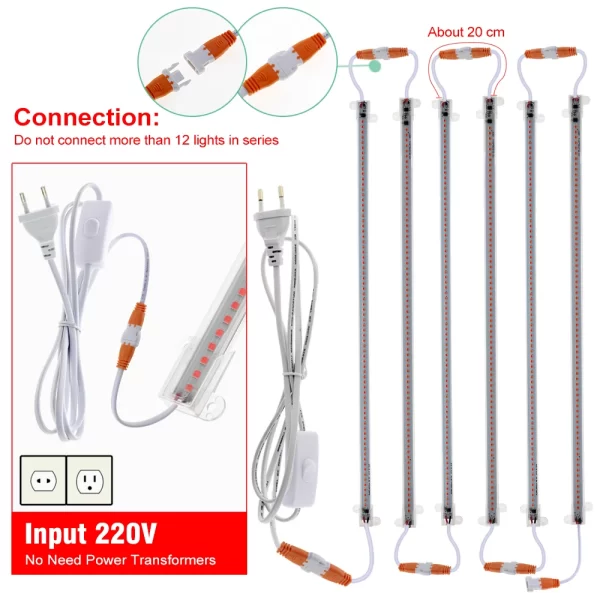 Grow Light 220V Full-Spectrum LED Bar Light for Plants