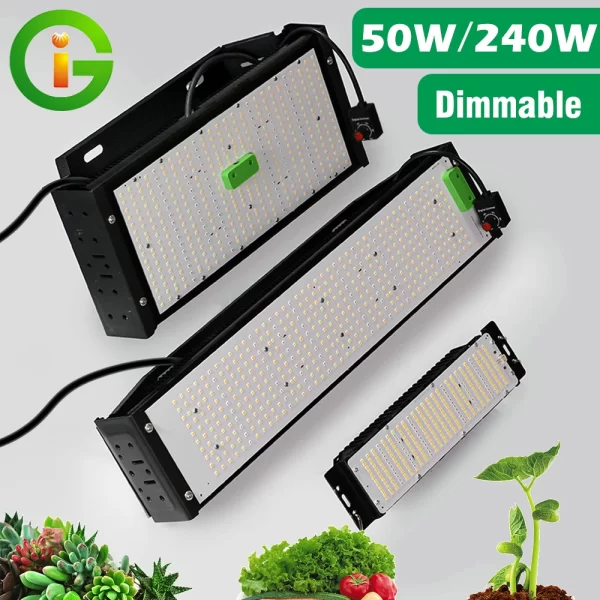 LED Intelligent Grow Light 50W 240W Full-Spectrum Light with Hook