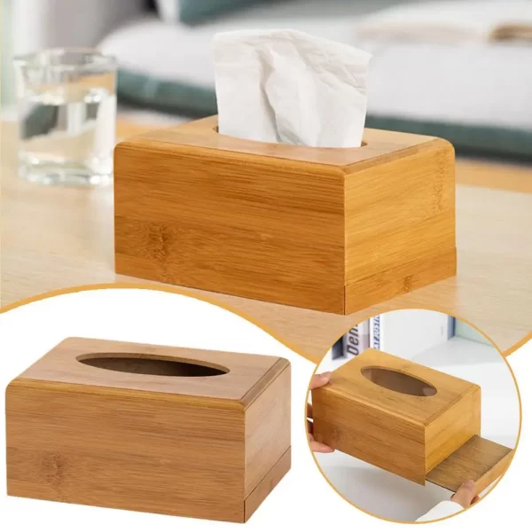 Creative Rectangle/Square Shaped Bamboo Tissue Box