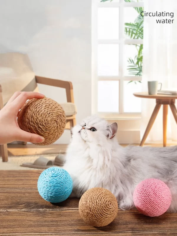 Cat 10cm Interactive Sisal Scratching Ball Toy - Image 3