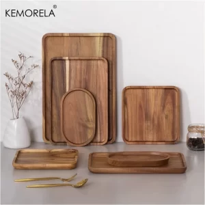 1Pcs Acacia Wood Coffee Trays