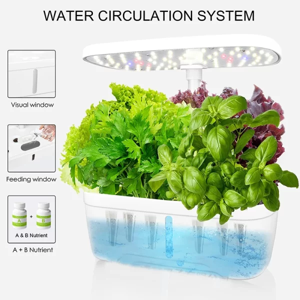 6 Sites Indoor Hydroponic System Herb Planting Kit