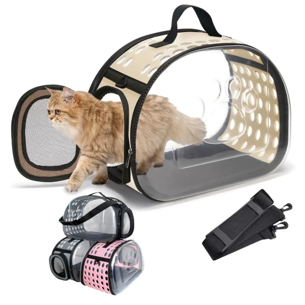 Dog/Cat Collapsible Transparent Foldable Pet Travel Carrier