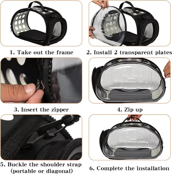 Dog/Cat Collapsible Transparent Foldable Pet Travel Carrier