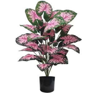 Decorative Artificial Pink Leaf Potted Plant
