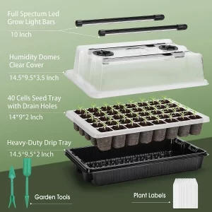 Seed Starter Tray with 2 Long Strip Grow Lights