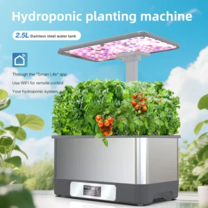 S/S 8-Hole Hydroponics Growing Kit with LED Grow Lights