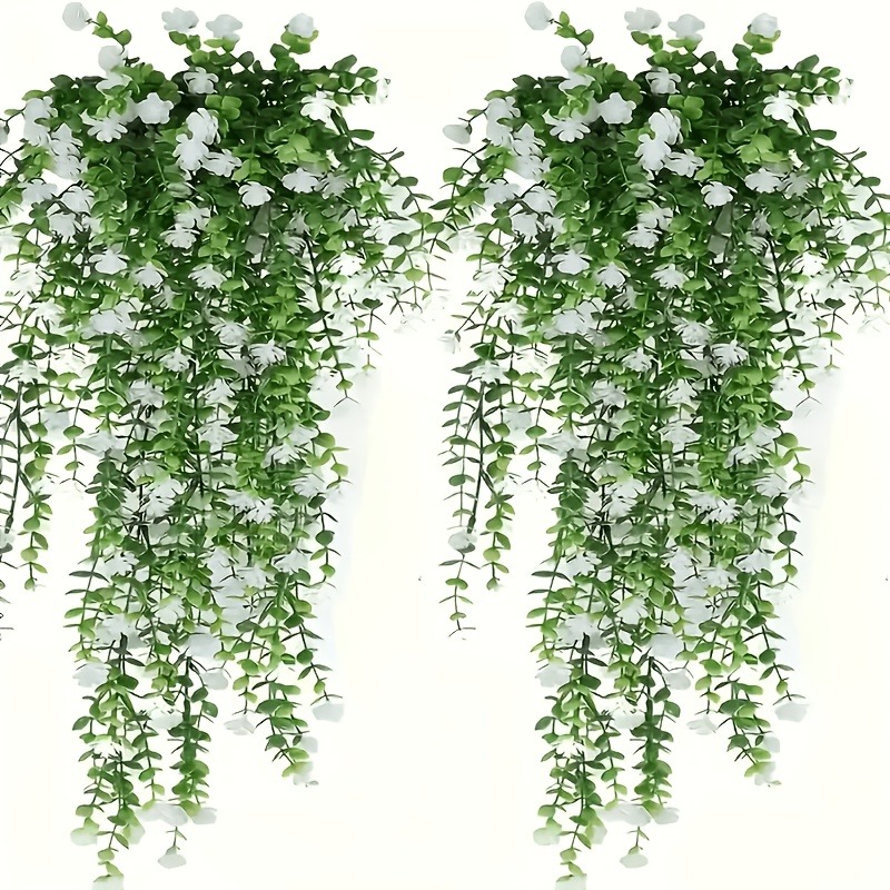 Simulated White Camellia Ivy Hanging Plants 8pcs