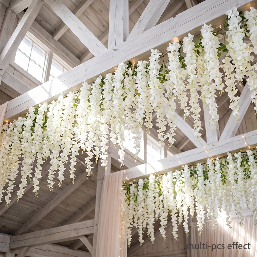 17 Strings of Artificial White Wisteria Simulation Flower Vines