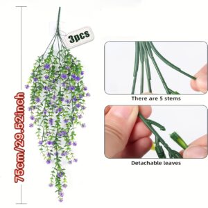 Artificial Hanging Vines with Purple Flowers & Green Leaves