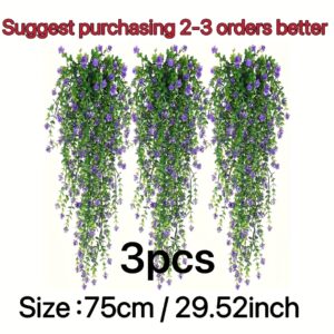Artificial Hanging Vines with Purple Flowers & Green Leaves