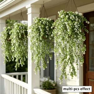 Simulated White Camellia Ivy Hanging Plants 8pcs