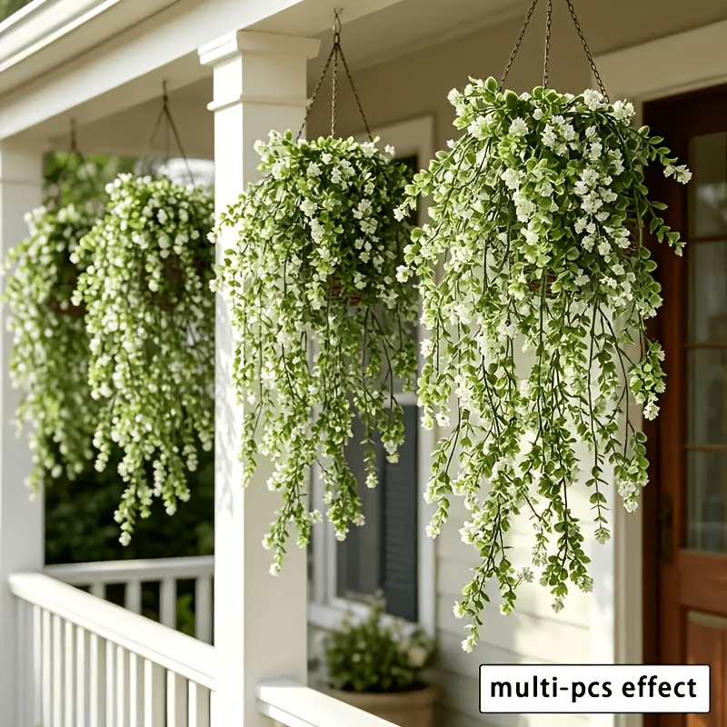 Simulated White Camellia Ivy Hanging Plants 8pcs