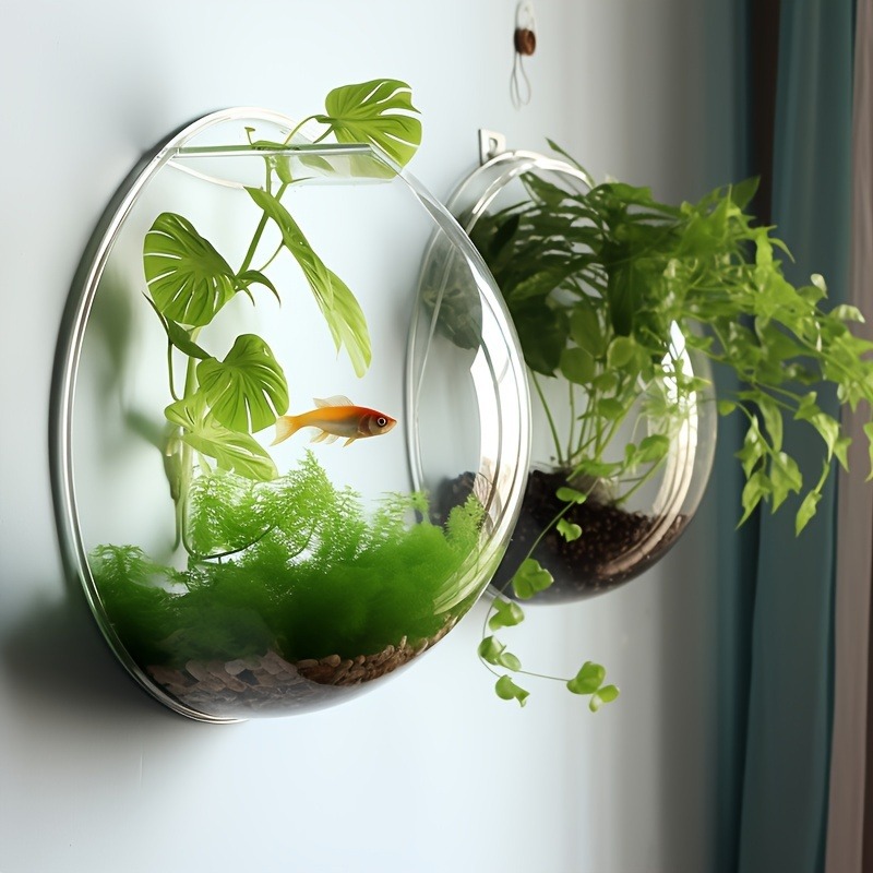 2pc Dual-purpose Wall-mounted Fish Tank and Flower Pot