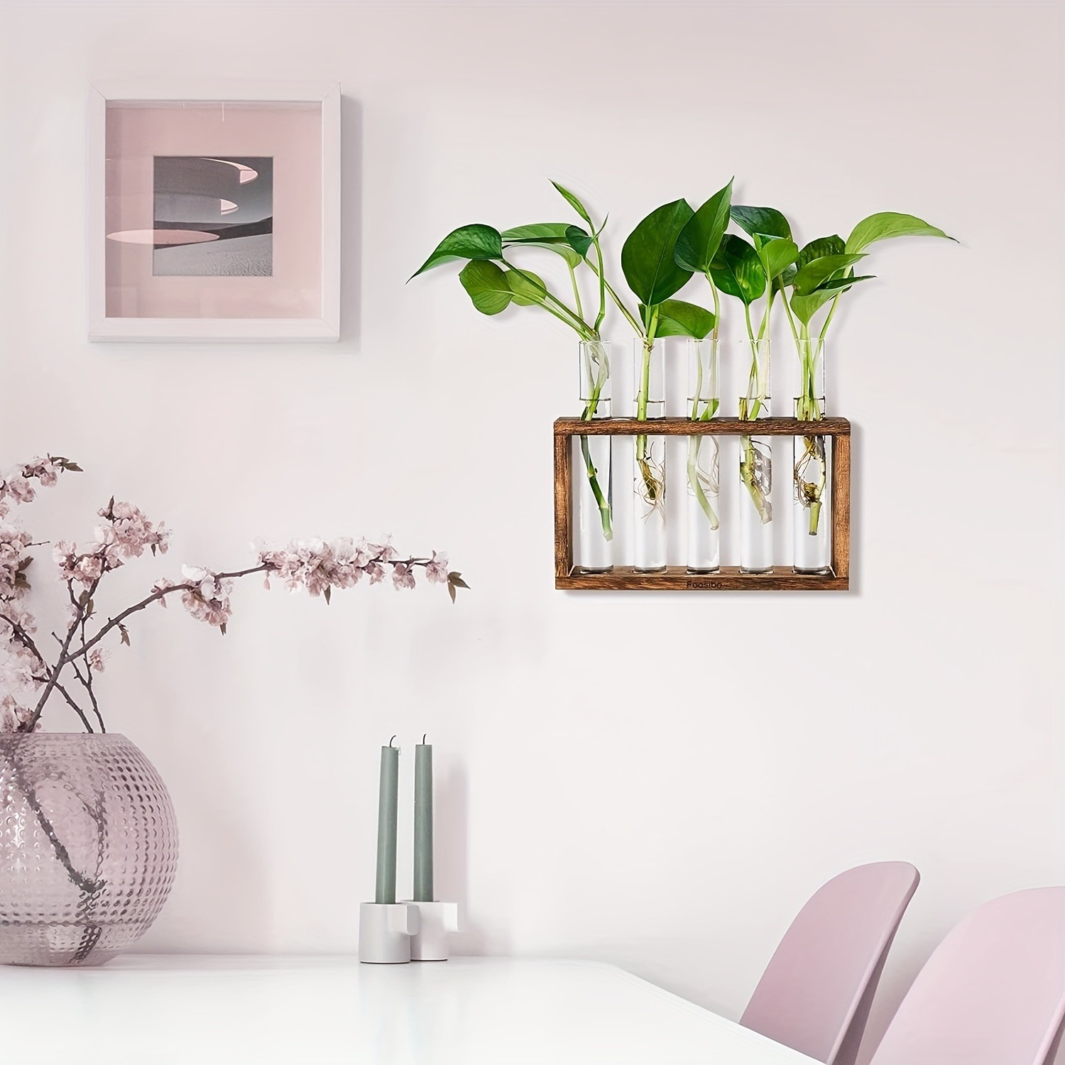 Glass Plant Container with Wooden Stand