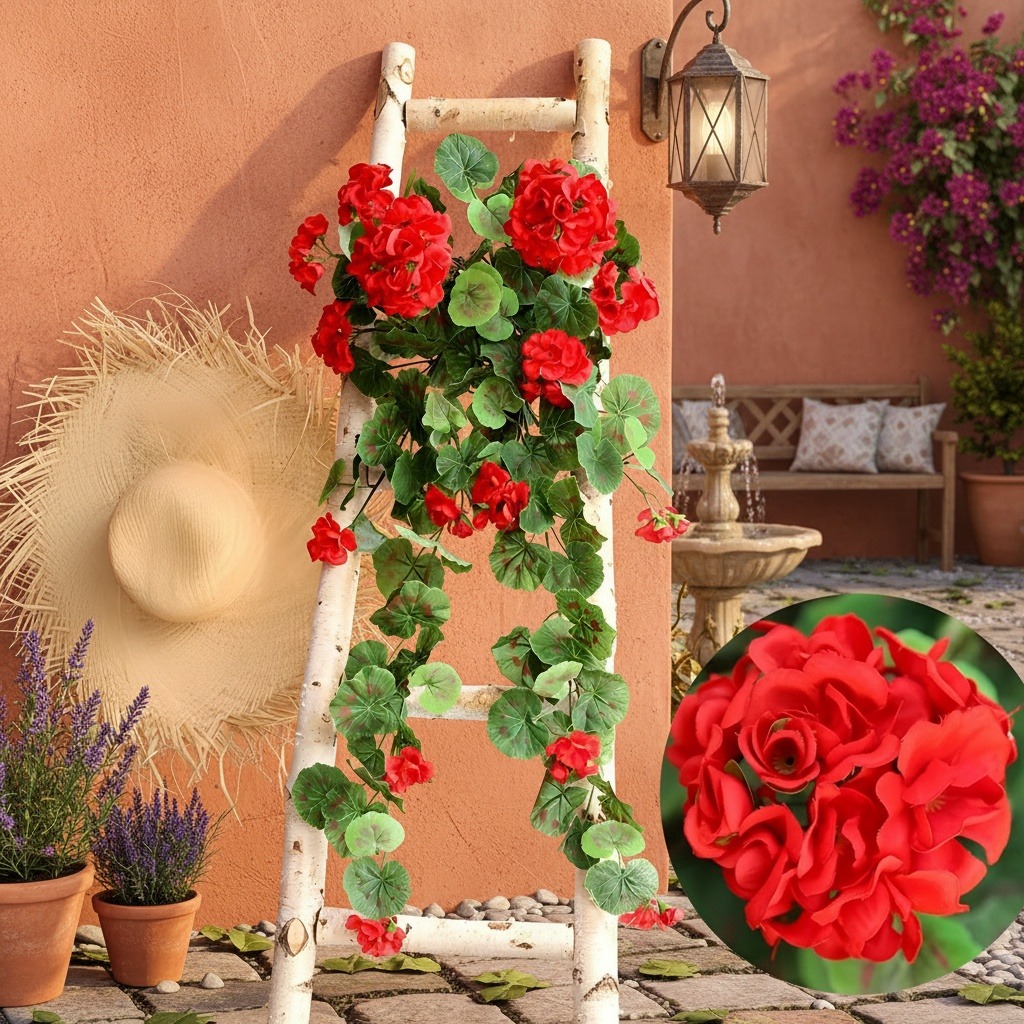 Artificial Hanging Geranium Vine