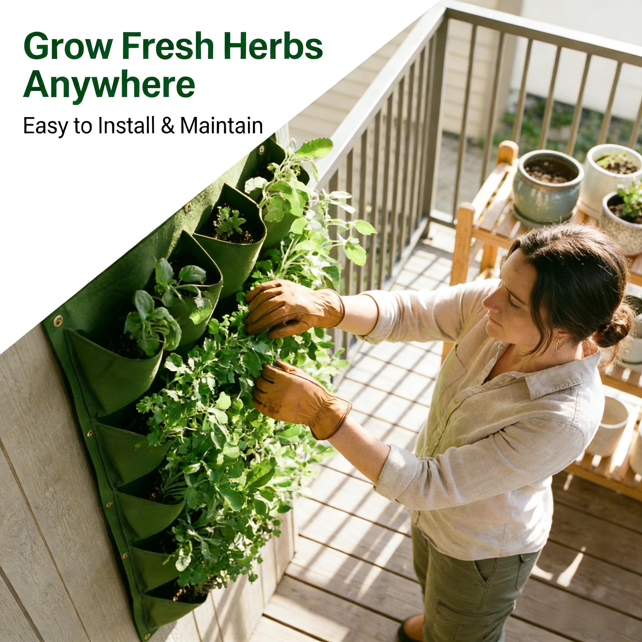 Multi-functional 18-Pocket Vertical Wall-Mounted Planter