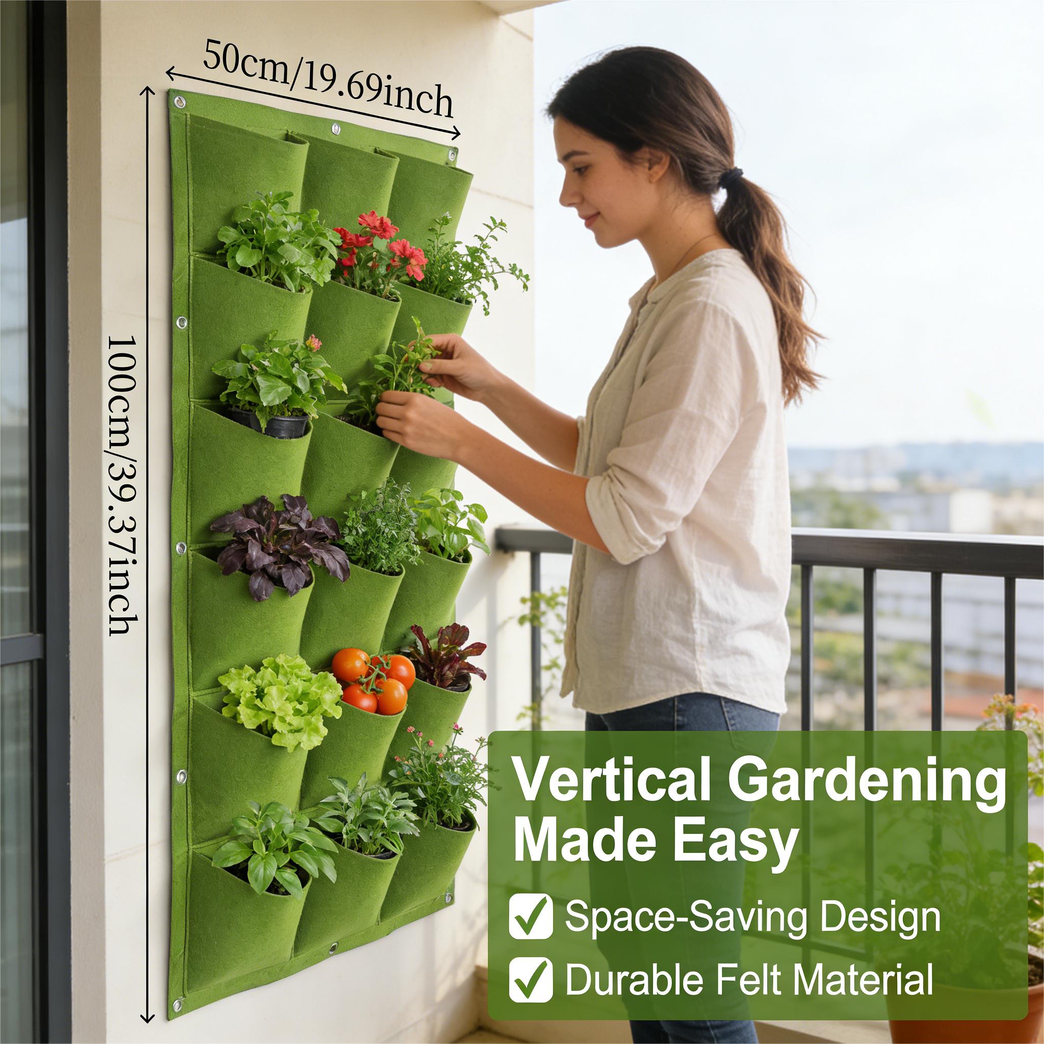 Multi-functional 18-Pocket Vertical Wall-Mounted Planter